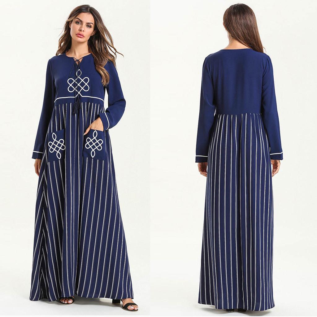 Women's Robe Abaya Islamic Muslim Middle Long Dress