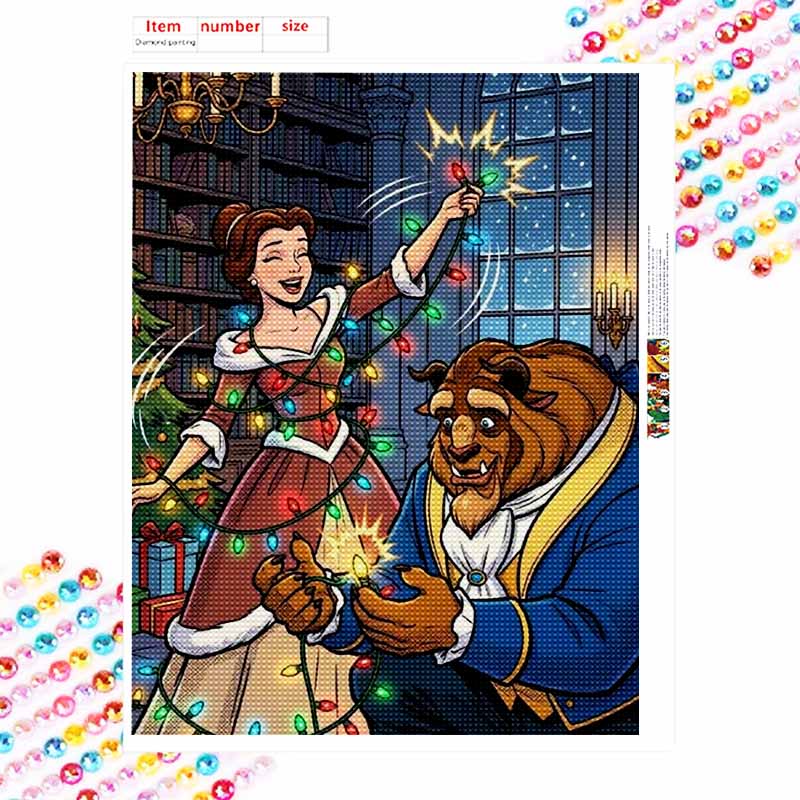 Disney Алмазная живопись 5D Сделай сам Красавица и Чудовище Рождественская алмазная живопись Искусство Набор для алмазной живописи Подарок для взрослого/новичка Идея для домашнего декора