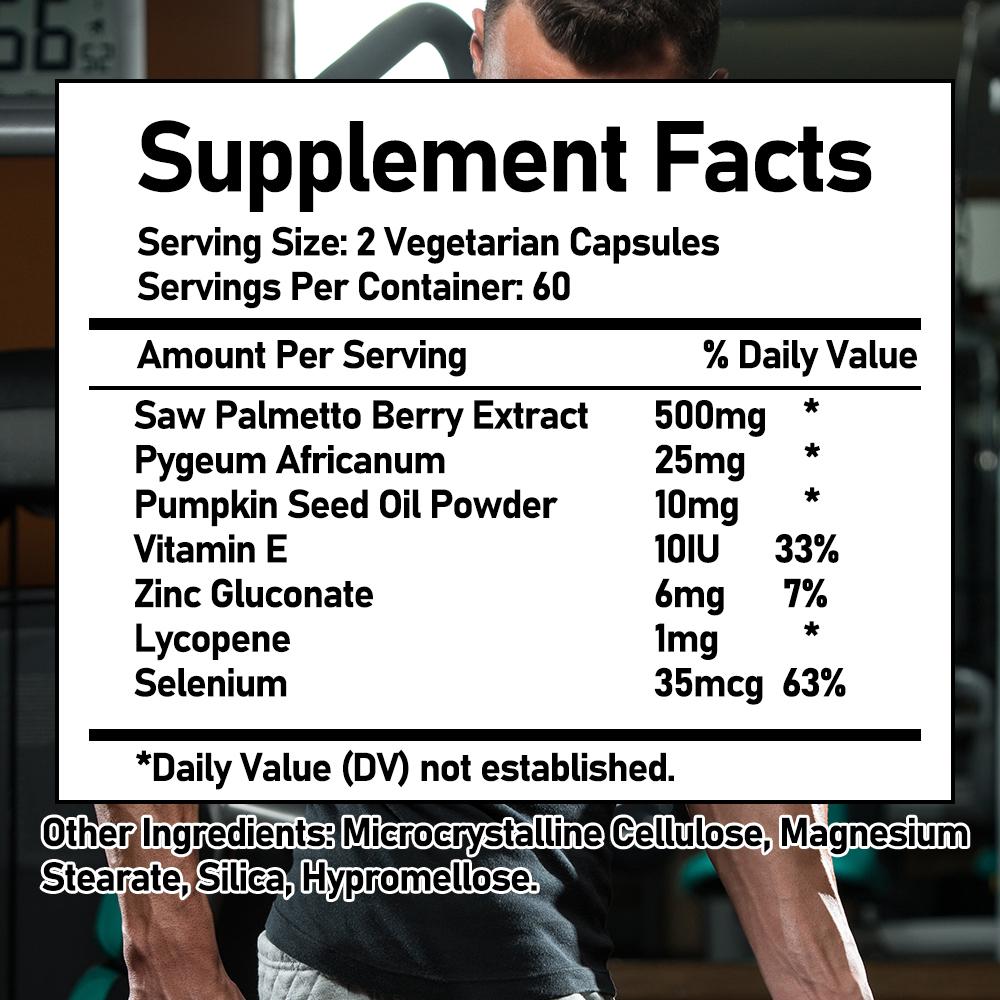 Saw Palmetto Berry Extract Dietary Supplement, Vitamin E, Selenium, 120 Capsules