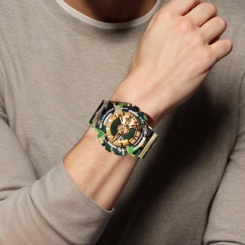Casio G-Shock Bape Collaboration Camouflage Quartz Watch Rubber Strap Men watches Gold GA-110APE-5A