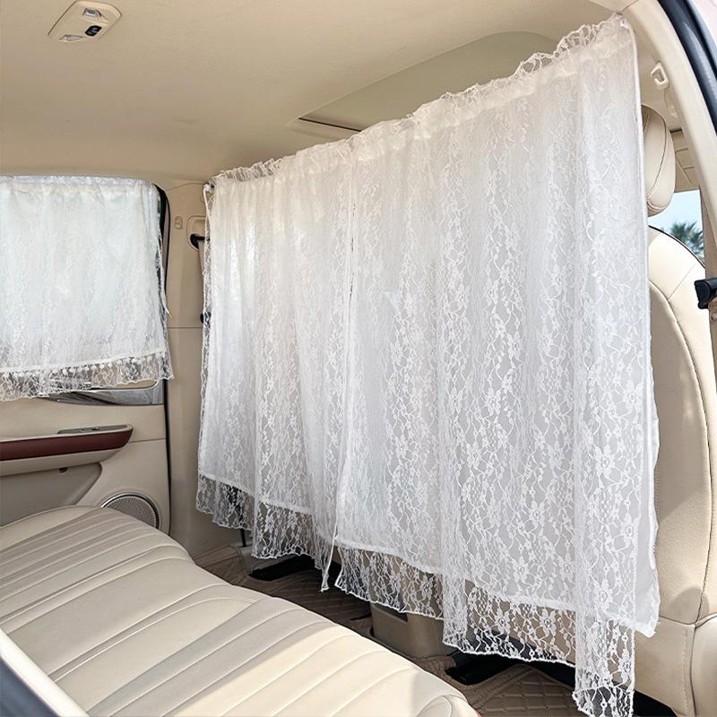 Кружевные двухслойные автомобильные шторки для конфиденциальности, универсальная шторка-разделитель между задним сиденьем, автомобильные шторки-блэкаут, солнцезащитные шторки
