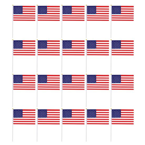 20Pcs USA United States Mini Fade Small Resistant Hand Held Flags Miniature American US