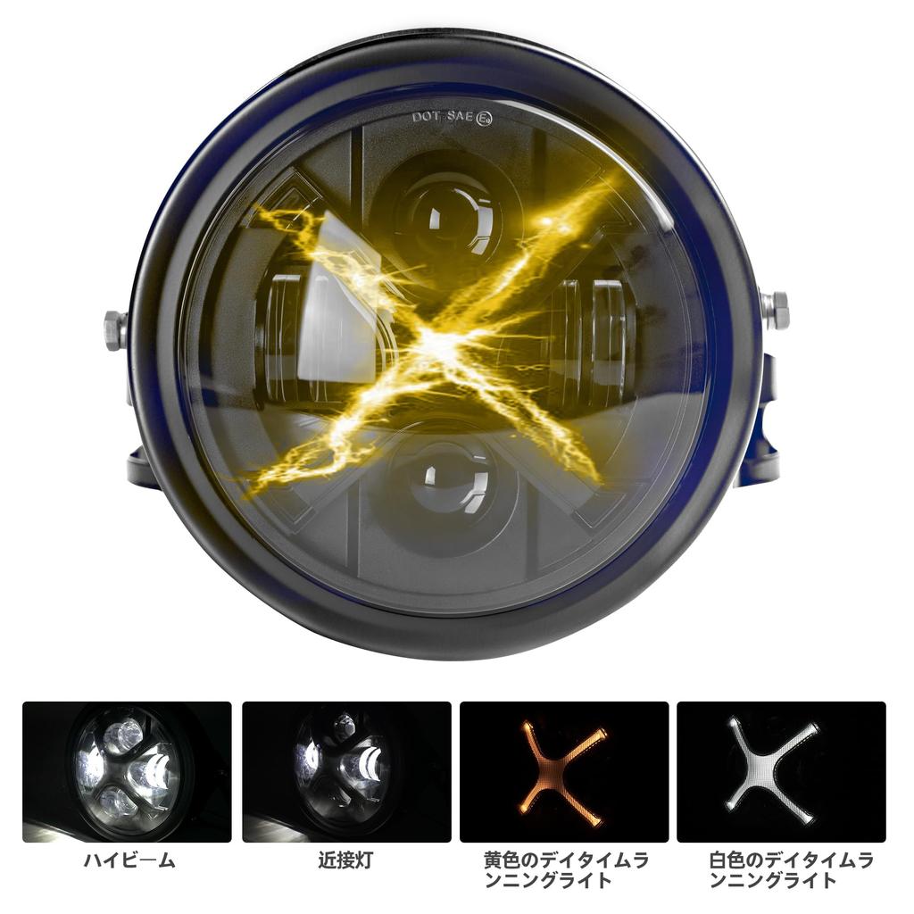 Fogocorss 7 Inch LED Headlight Daytime Driving Motorcycle Inspection Compatible LED Motorcycle Headlight Black Knight Motorcycle Headlight Headlight