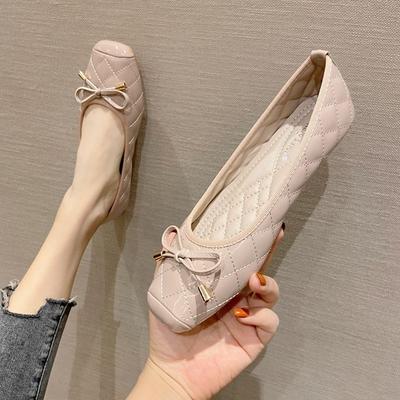 Модная женская обувь на плоской подошве Весна Осень 2025 Новая обувь с мелким квадратным носком Женская рабочая обувь Женские туфли-лодочки Роскошная обувь