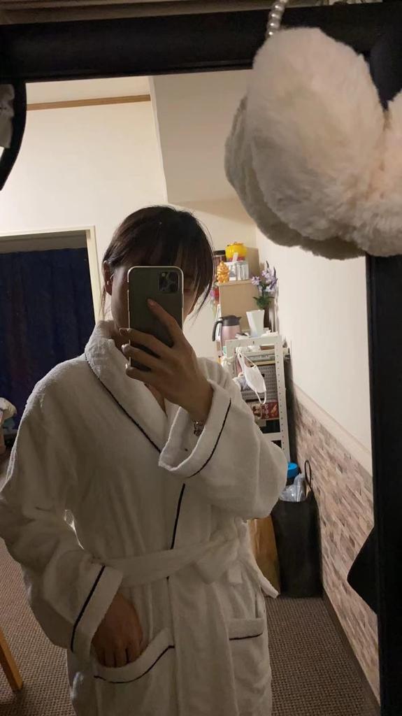 Халат махровый хлопковый после бани одежда длинный горячий источник отель банные принадлежности подарок белый LL [Otosuzu] женский мужской 100%