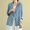 Модная повседневная женская куртка из хлопка и льна, маленькие костюмы 2025 весна-лето, новая свободная блузка с длинным рукавом для офиса, рубашка от солнца, женская одежда с карманами