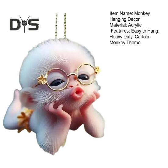 2D Monkey Acrylic Hanging Decoration Home Office Backpack Car Rearview Mirror Lying Monkey Hanging Ornament Cartoon Animal Pendant