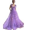 European & American Women's Sleeveless Tulle Wedding Dress with Slit