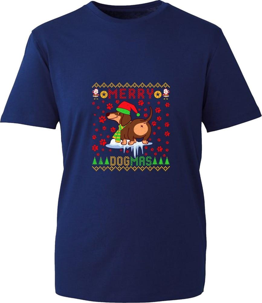 Merry Dogmas T Shirt Santa Dog Lovers Dachshund Dog Christmas Xmas Gift Tee Top