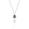 Rhodiumed Amethys Stone Drop Model Necklace