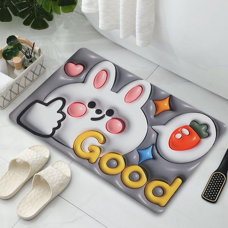 Мультяшный диатомовый ил для ванной комнаты, туалета, подушки, кухонный коврик для ног, мультяшное изображение, впитывающий нескользящий коврик для двери