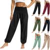 Женские однотонные свободные повседневные дышащие танцевальные брюки с большой эластичной резинкой на талии для йоги