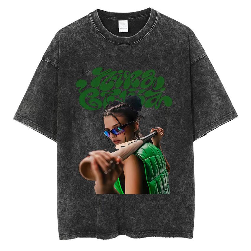 Singer Nina Chuba Tour Album Graphic T Shirt Men Women Vintage Washed Tshirt YK Pop Music Short Sleeve Tshirt Streetwear
