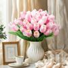 30Pcs Fake Tulips Artificial Flowers with Stems Faux Tulips Bouquet Real Touch Flower for Wedding Home Kitchen Spring Easter Mother's Day