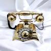 Винтажный телефон с поворотным циферблатом, старинный стационарный телефон с подсвечником, латунный телефон в морском стиле для декора комнаты, ручная работа