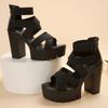 2024 Punk Style Chunky High Heels Platform Sandals Women Open Toe Slip On Stretch Ankle Strap Summer Shoes Female