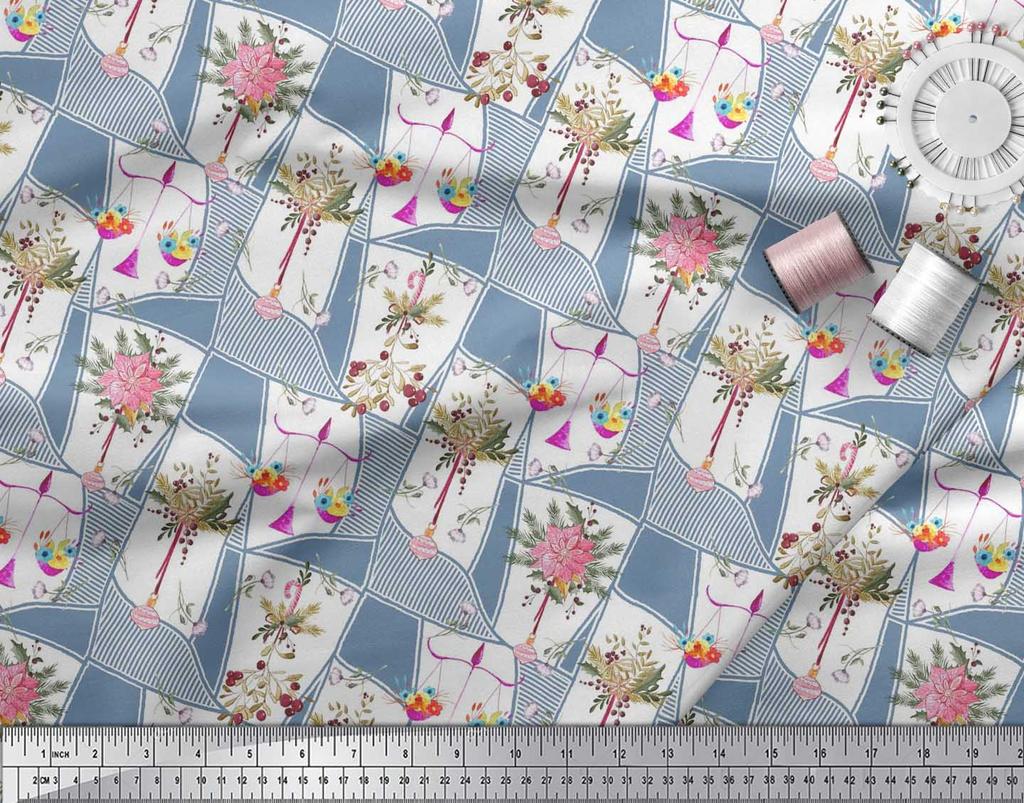 Soimoi Японская креп-сатиновая ткань с листьями, орнаментами и цветочным принтом пуансеттии, ткань по метрам 42 дюйма