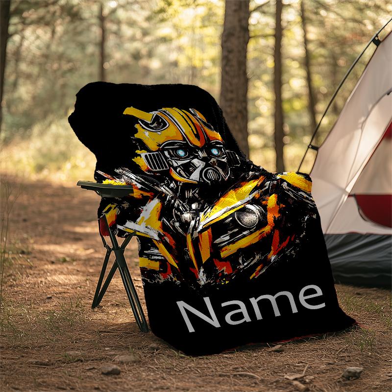 Personalized Custom Name Blanket - Bumblebee Print Design,Blanket for Sofa,Bed,Travel,Camping - Soft and Warm, Great Gift