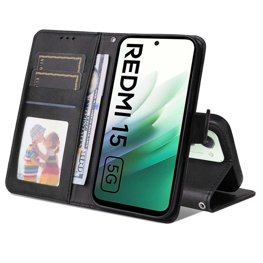 For Xiaomi Redmi 15 4G Case Wallet PU Leather Folio Flip Phone Cover