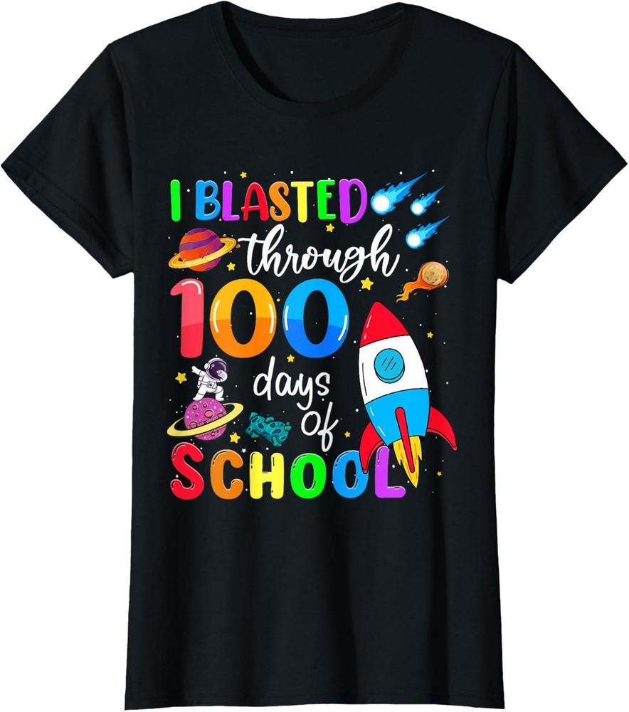 I Blasted Through 100 Days Of School 100th Day Ladies039 Crewneck T-Shirt