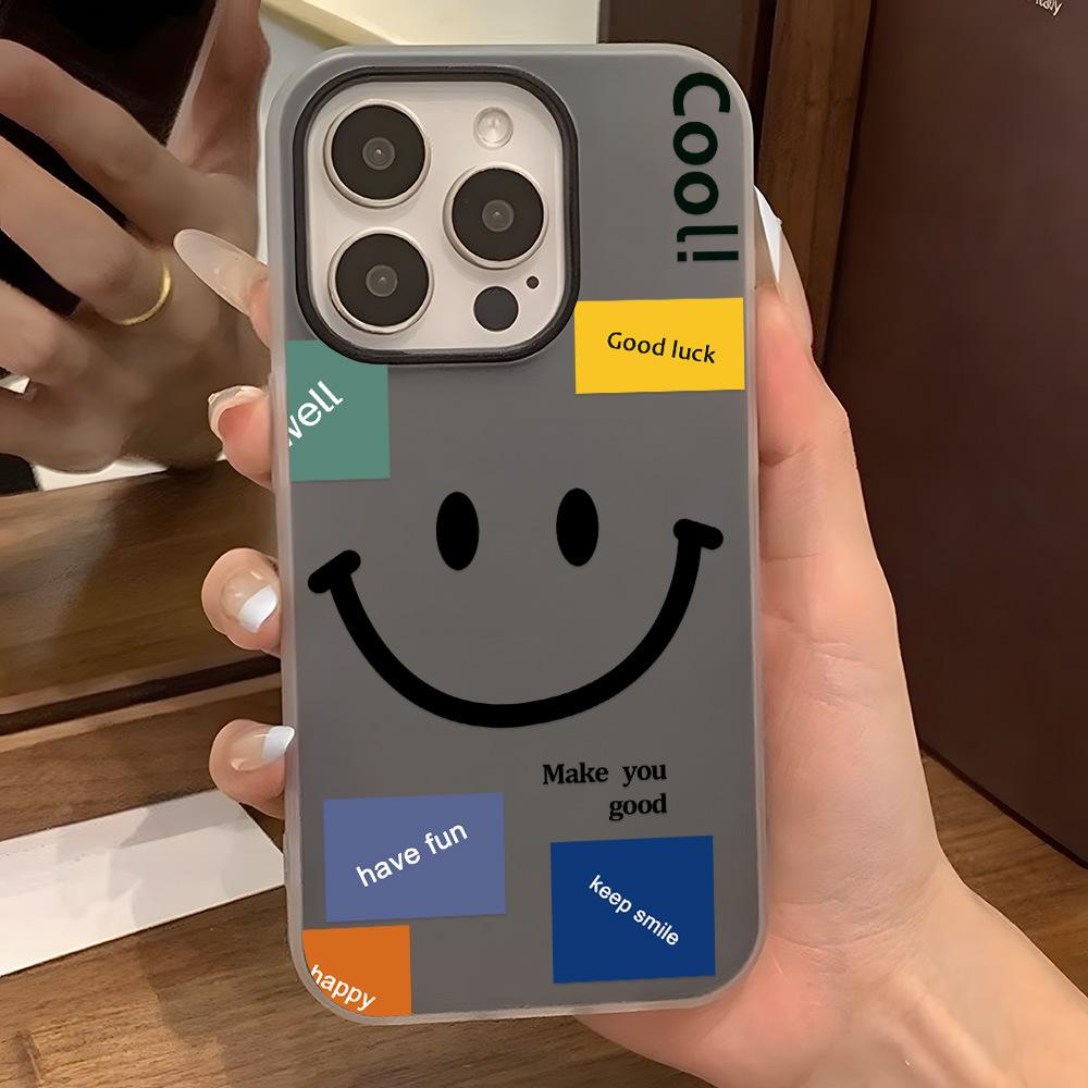 Применимо к iPhone17 Pro Max этикетка смайлик защитный чехол для мобильного телефона iPhone15 все включено 16/14 нишевый