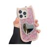 Милый Чехол для Телефона с Ушками Кошки для Apple 16 Pro Max 15 iPhone 14 Мягкий 13 Алмазный Край Зеркало-Сердечко Высокий Глянец ТПУ Совместимый Плюс Модель