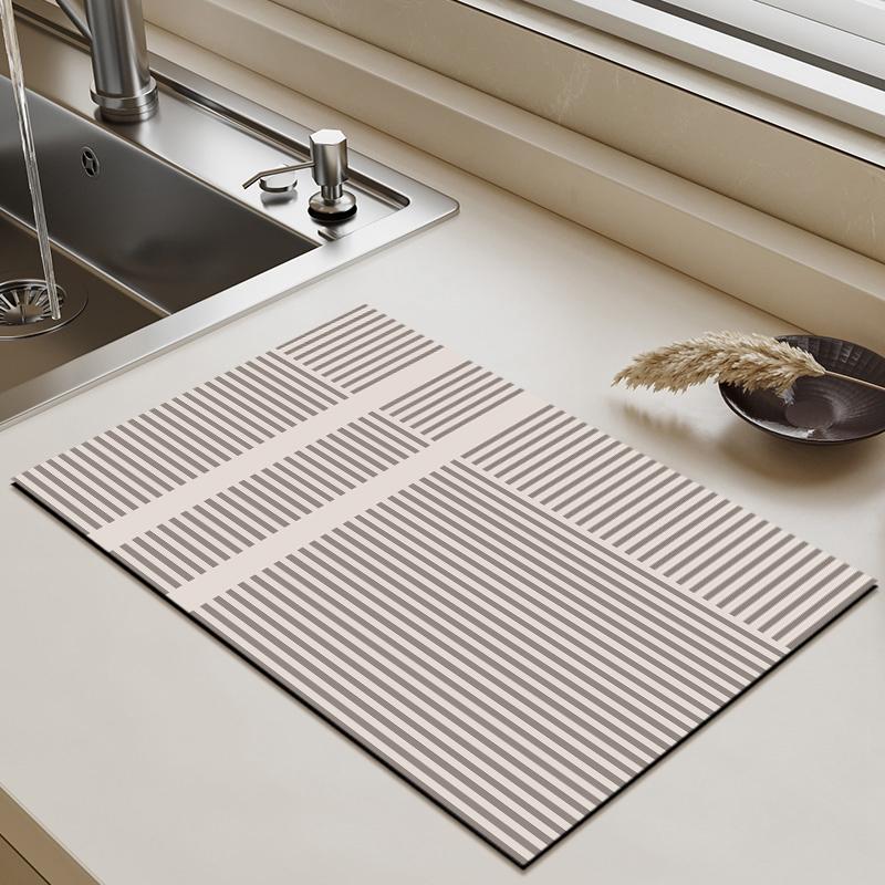 Non-Slip Diatomite Mat Dish Drainer Rug Kitchen Drain Pad Absorbent Coffee Mats Quick Drying Kitchen Rugs Sink Draining Mat