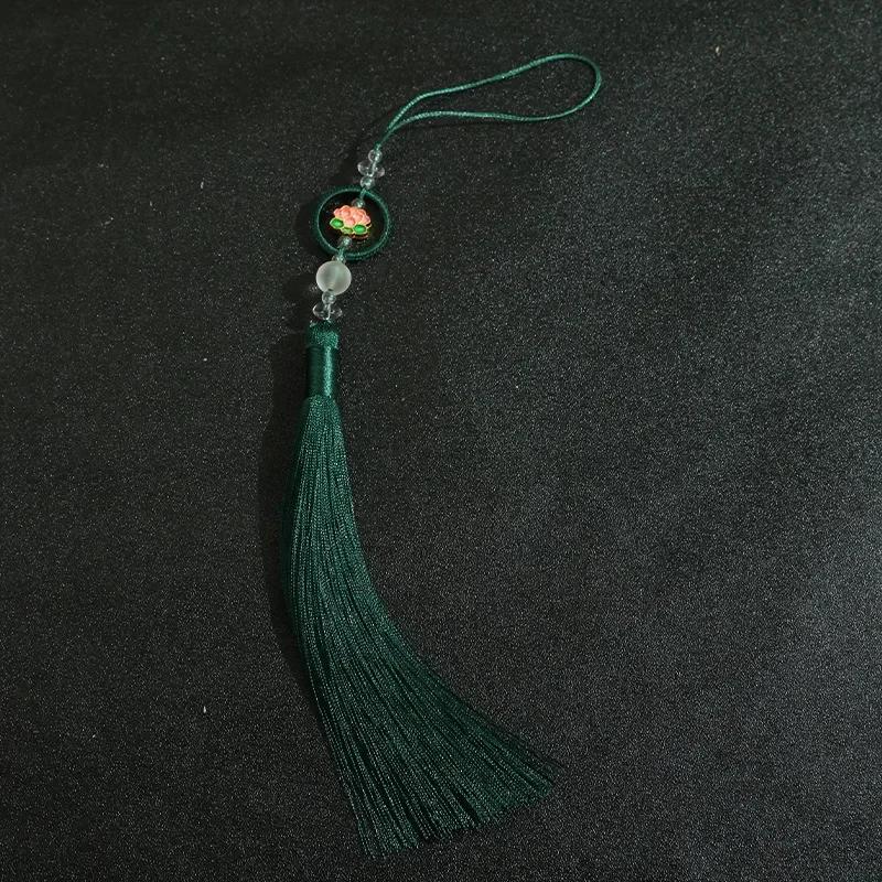 2PC 15cm Handmade Soft Tassels Lotus Pendant Jade Leaves Tassel with Loops for Jewelry Making DIY Projects Bookmarks