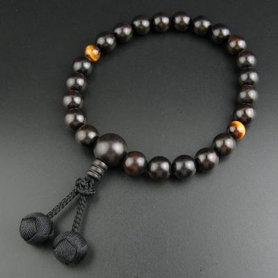 Четки Myorenka для молитвы 22 Nitennou Jade Natural 2 Sanskrit Informal Prayer Memorial Common My Prayer Beads Jade Tiger Eye Men, Бусины, Черное дерево, Камень,