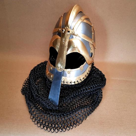 Viking Chainmail Helmet Vandal Medusa Steel and Brass Helmet Hand-Forged Chainmail Armor Medieval Warrior Gift