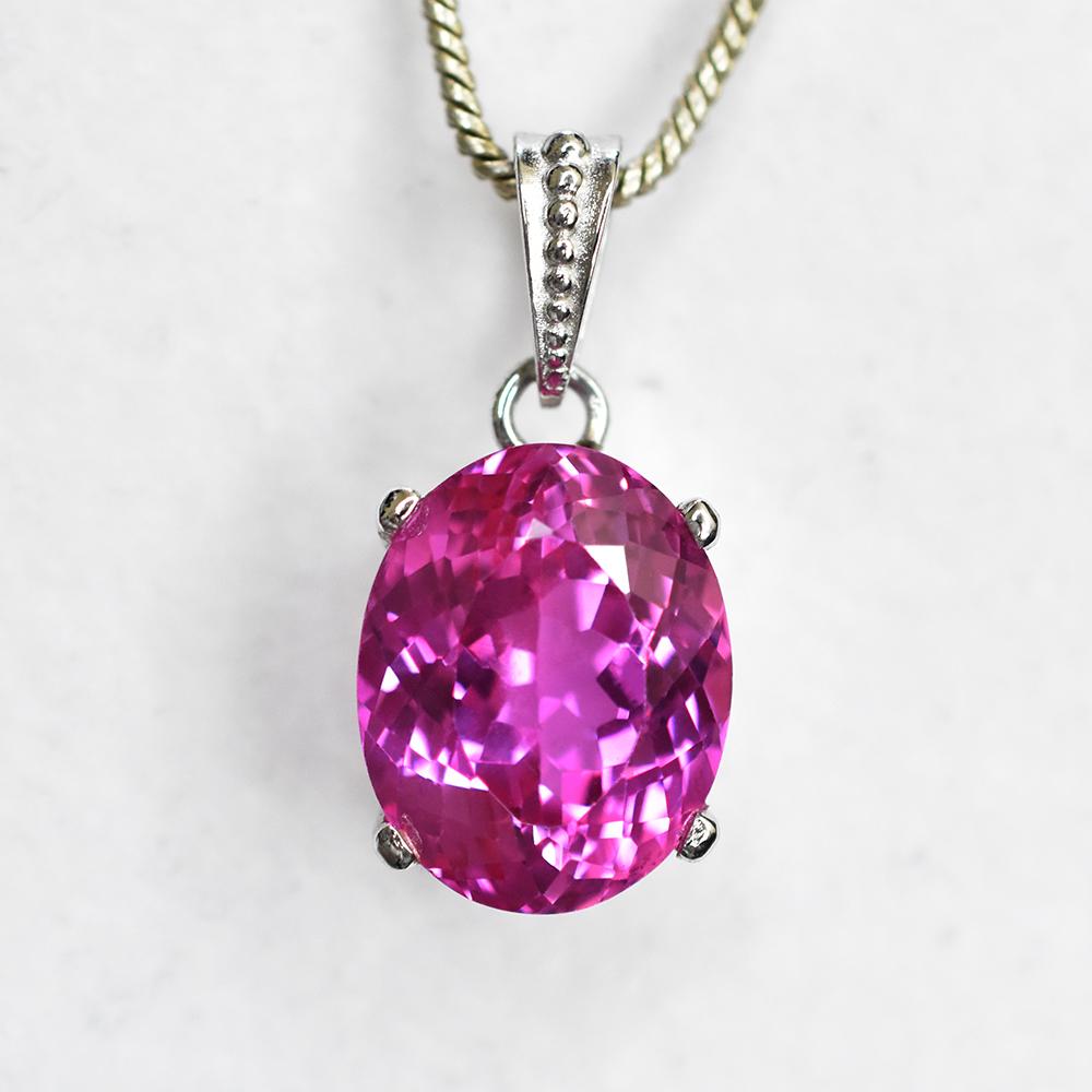Natural Pink Ruby Pendant 28 ct 925 Sterling Silver Oval Gemstone Gemstone Jewelry Gift