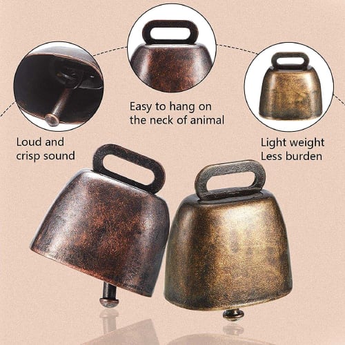 Stuurvnee 10 Pieces Small Brass Bells for Cows, Horses, and Sheep, Retro Copper Bells for Horses and Sheep, Cowbell Noise Makers