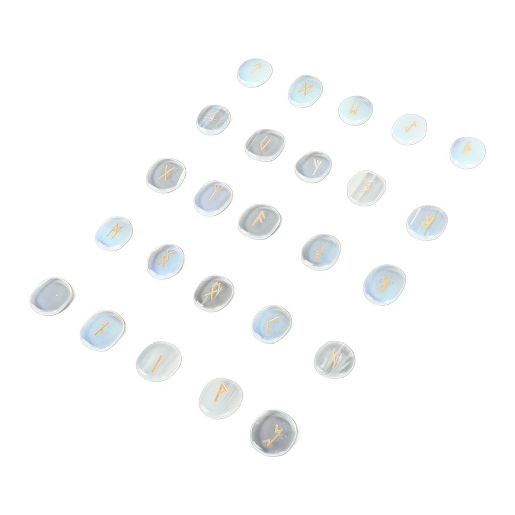 Набор из 25 натуральных рунических камней, изысканные руны, резьба, медитация, набор камней для молитвы, гадания