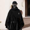 Унисекс толстовка с капюшоном, имитация двухкомпонентного пончо, многослойный нерегулярный дизайн, толстый высокий воротник, меховой стиль, толстовка с длинными рукавами, повседневная спортивная уличная одежда