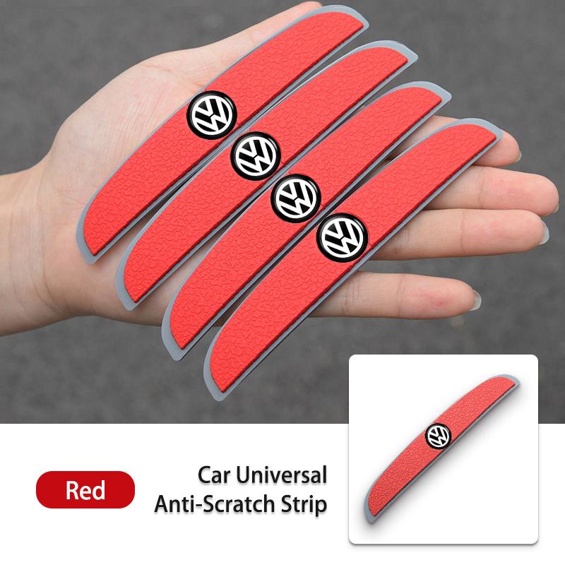 Valve Stems Caps 4PCS Car Mirror Sticker Door Side Anti Collision Strip Decals For Volkswagen VW Scirocco Passat Polo B5 B6 B7 C zl3