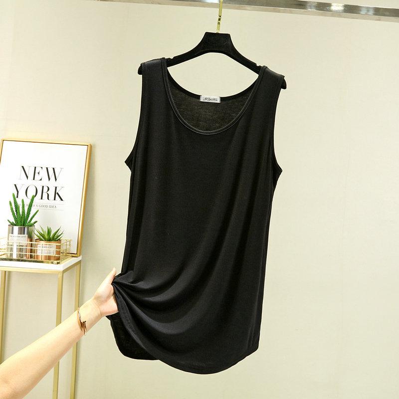 Женская свободная модальная майка средней длины без рукавов на лето