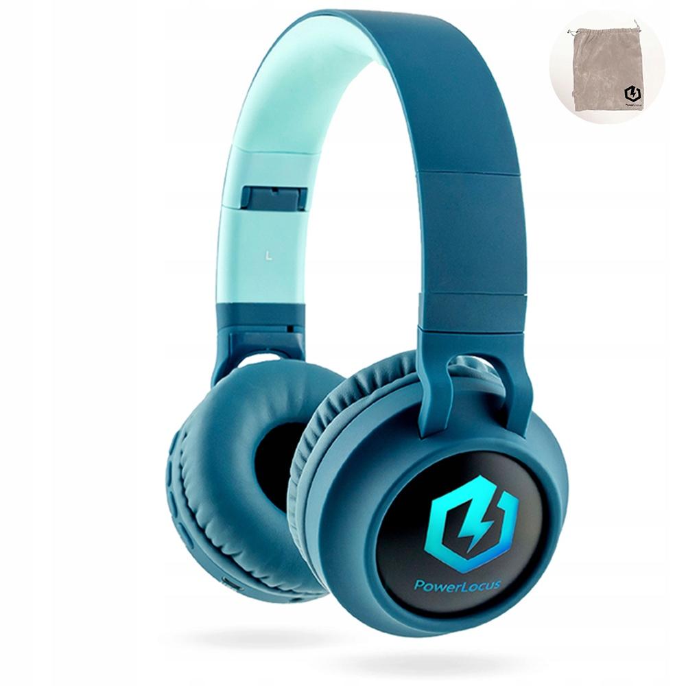 PowerLocus Buddy Blue Wireless LED Micro SD AUX Headphones for Kids