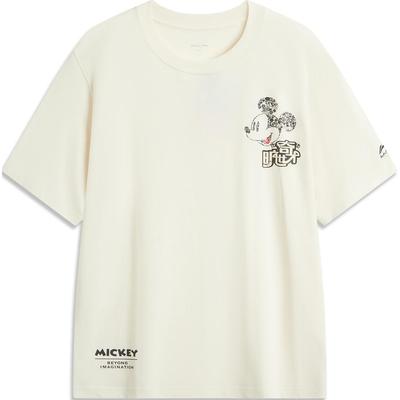 Li Ning X Disney Mickey Collaboration Series Мягкая удобная дышащая футболка с вышитым логотипом с круглым вырезом и коротким рукавом, мужские топы AHSUA75-1