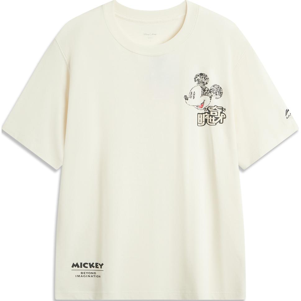 Li Ning X Disney Mickey Collaboration Series Мягкая удобная дышащая футболка с вышитым логотипом с круглым вырезом и коротким рукавом, мужские топы AHSUA75-1