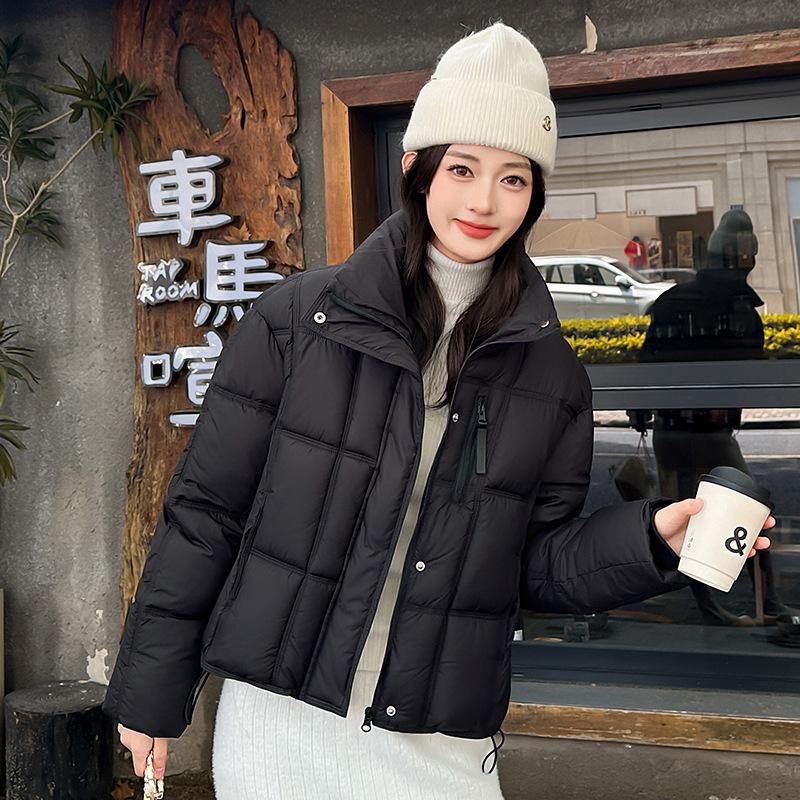 Maillard coffee stand-up collar down cotton jacket large size women's clothing autumn and winter fat mm short bread clothing