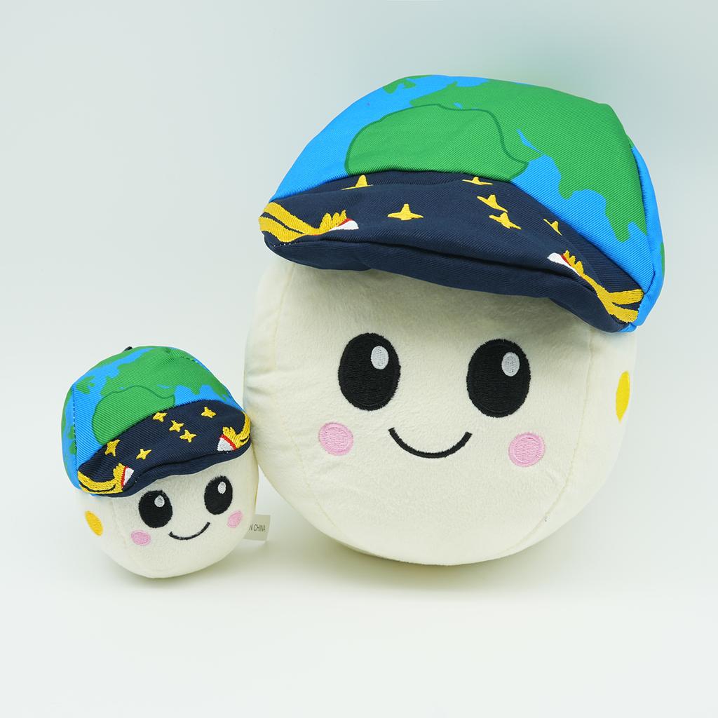 New Moon with Earth Cap Plush Toy Cute Creative Planet Stuffed Doll Round Soft Plushie Pillow Home Decor Birthday Gifts