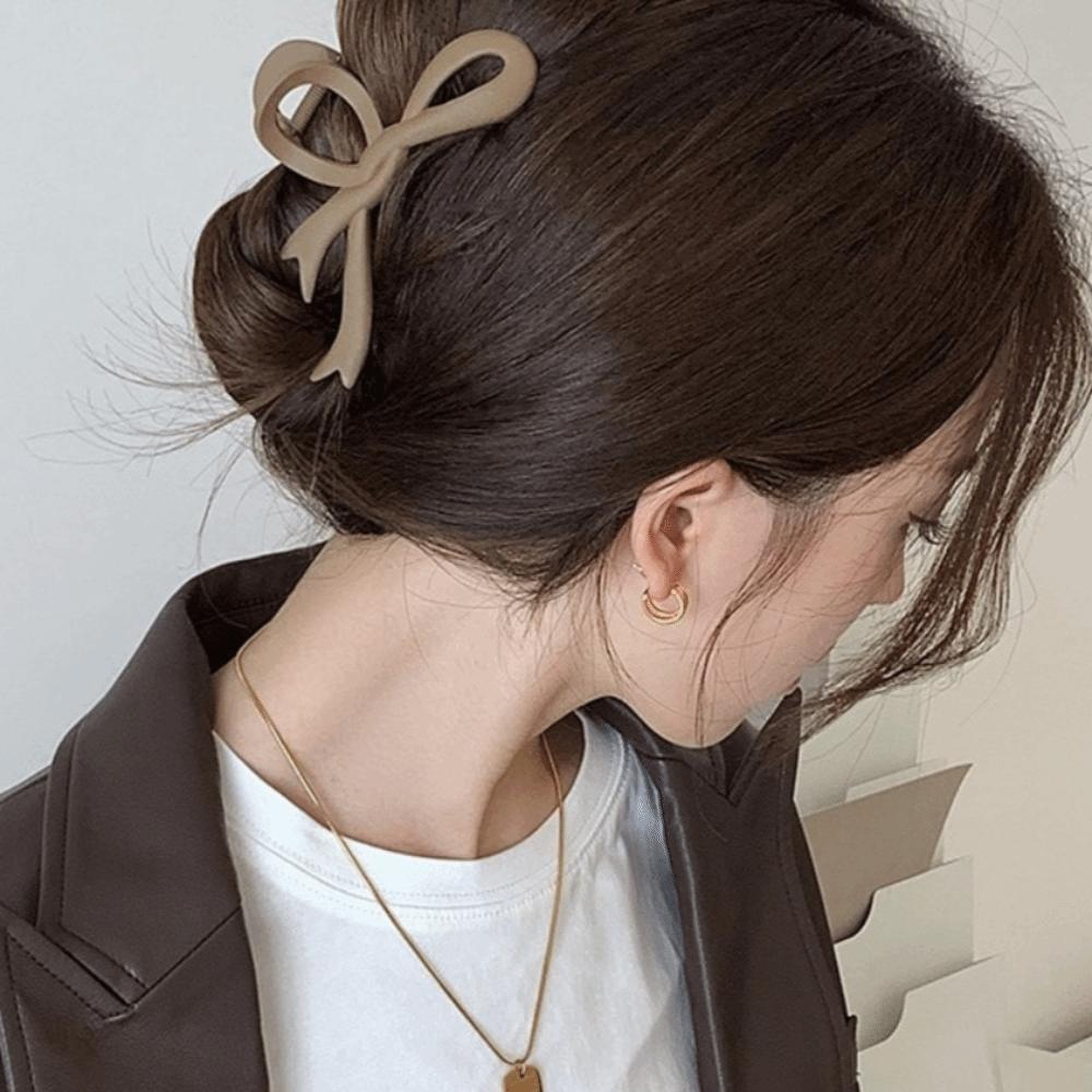 Solid Acrylic Twisted Hair Claws Plastic Shark Clips Geometric Matte Bow Hair Clips Travel