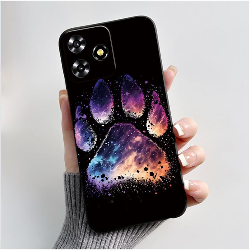 Чехол для телефона ZTE Blade A73 4G/V50 Design 4G/V50 Smart/Axon 50 Lite, гелевый, мягкий, черный, с узором из роз и подсолнухов, кошачий чехол