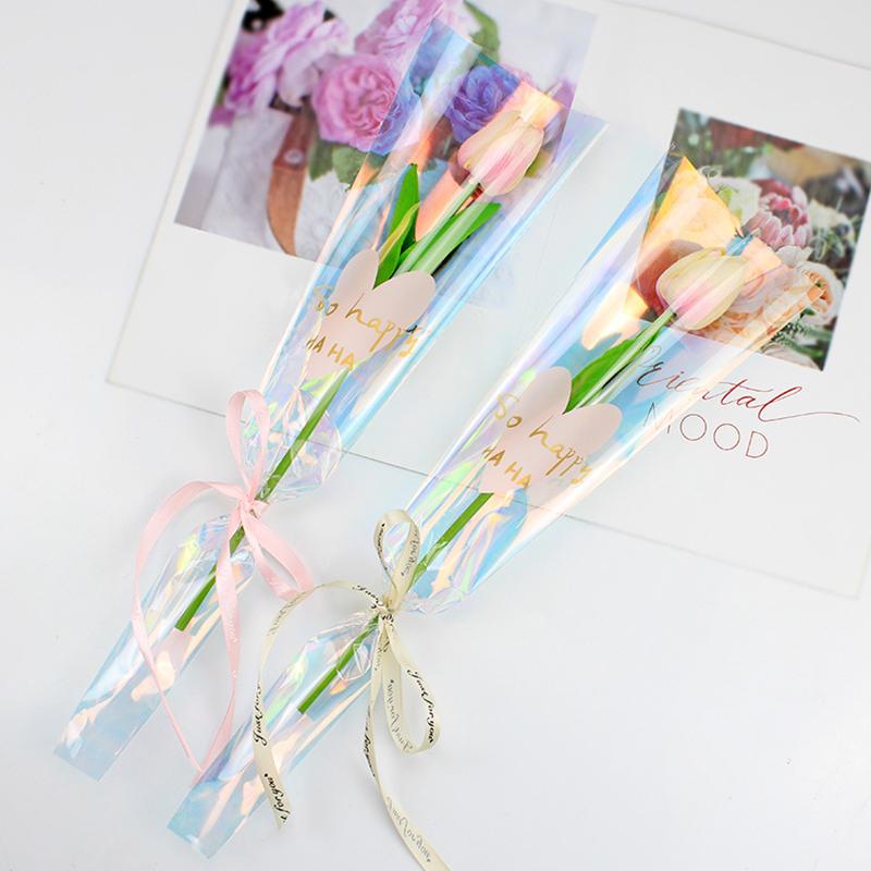 50 шт./пакет упаковочный пакет для букета ко Дню святого Валентина упаковочный пакет прозрачный целлофан цветочные обертки 45x12 см
