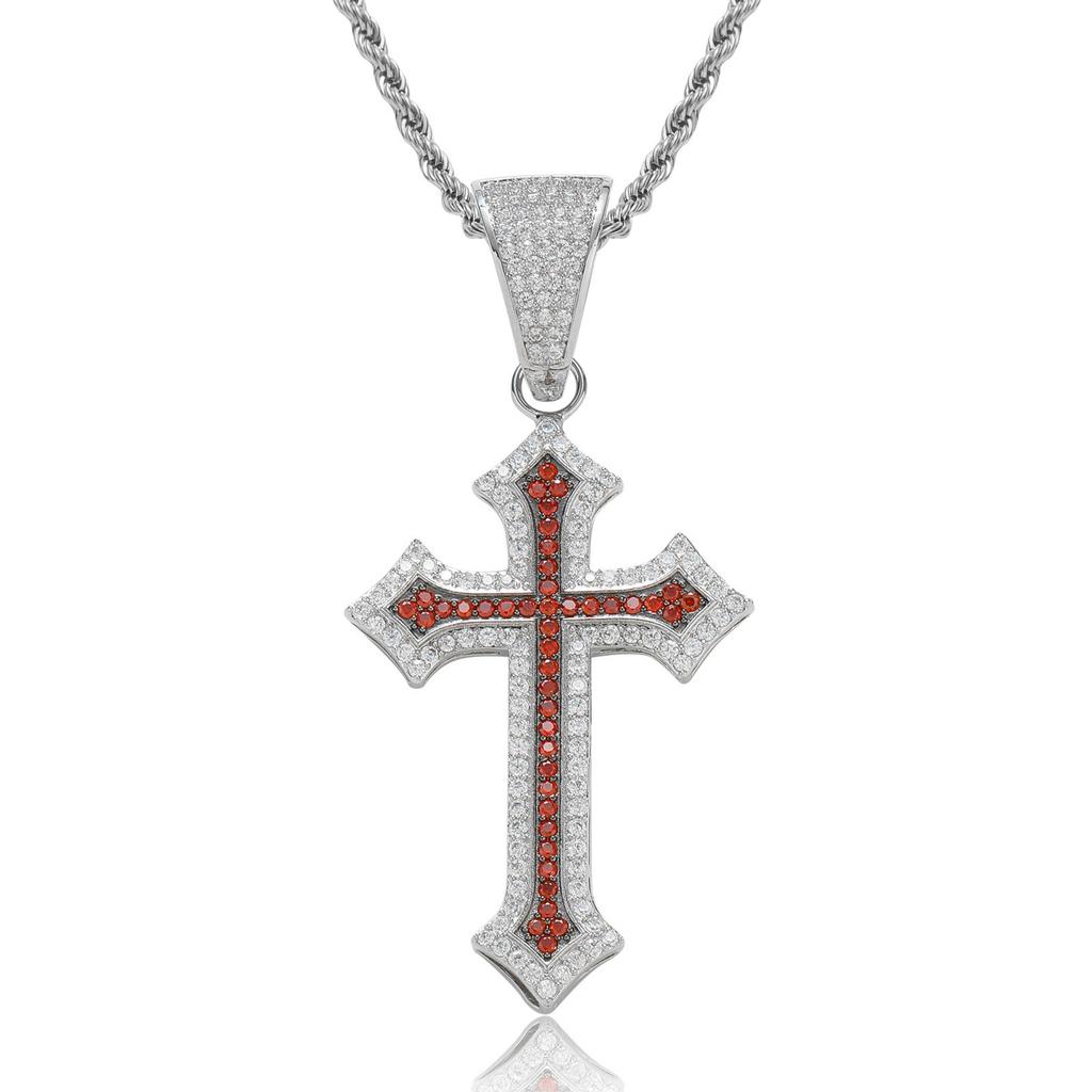 Модное Мужское Женское Хип-Хоп Ожерелье с Крестом Ледяное с Фианитами Блестящая Цепочка Модный Повседневный Вечерний Заявление Подвеска Украшение