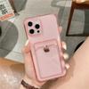 Card Bag Shockproof Phone Case For iPhone 15 14 13 12 11 Pro Max XR X XS 6 7 8 Plus SE Mini Clear Color Soft Frame Hard Cases