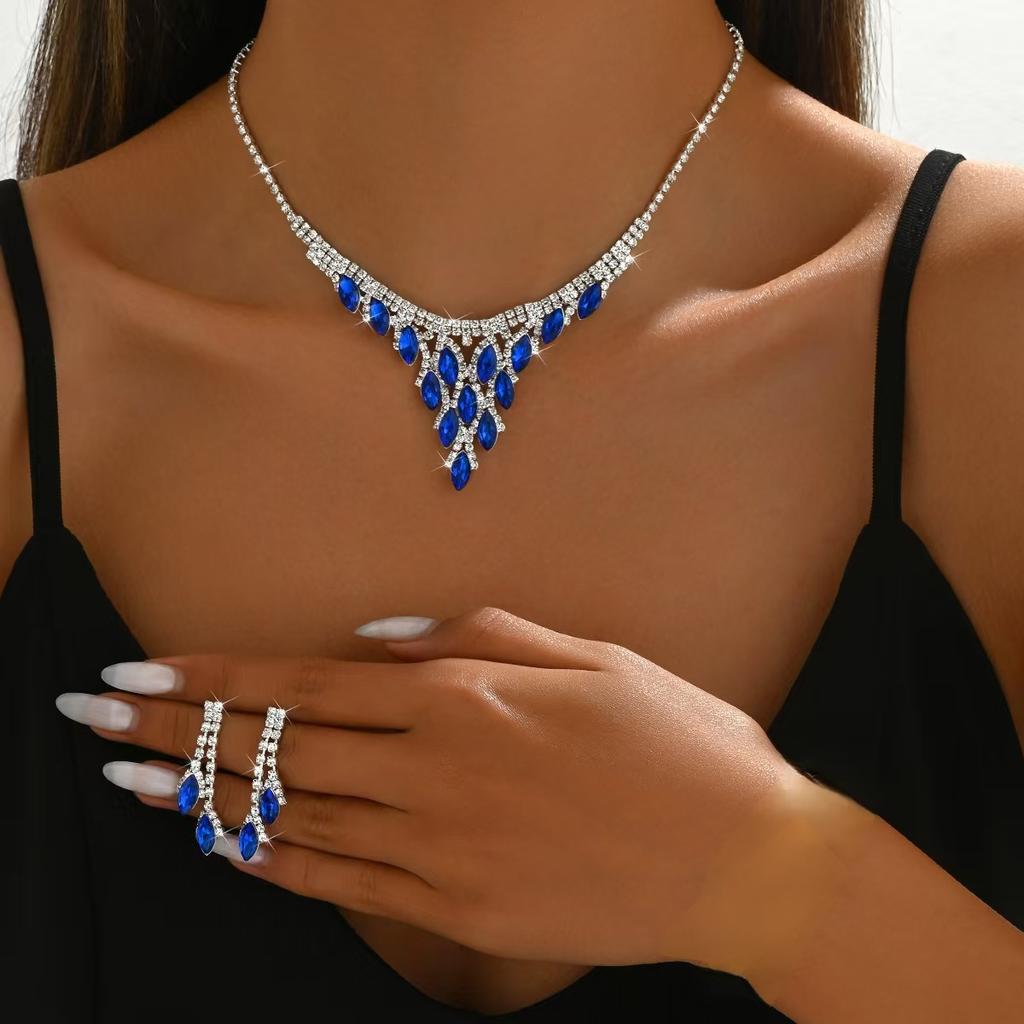 Свадебное хрустальное ожерелье с бриллиантами, серьги, браслет, комплект, изысканное платье, ожерелье, аксессуары высокого класса