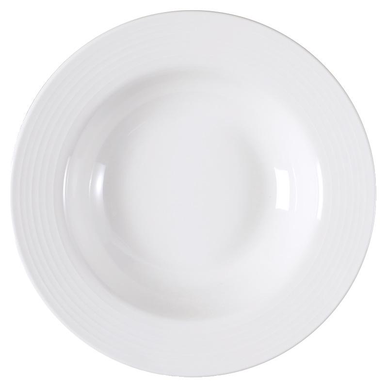 Set of 4 Plates: Dinner, Straw Hat, Deep Soup, 8-Inch Round, for Household, Tableware, Fruit, and Rice.