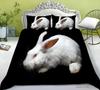 3D Printed Rabbit Bedding Set Cute Animal Down Duvet Cover Pillowcase 2/3 Pieces AU/EU/DE Full Size Soft Home Textile Easter Quilt Cover