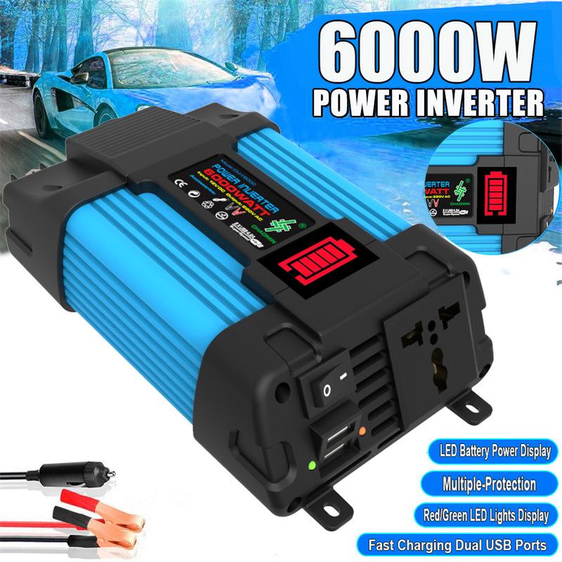 Автомобильный инвертор DC12V в AC 110V/220V 6000W Портативный Power Bank Многофункциональная Универсальная розетка Бортовой преобразователь Солнечный инвертор